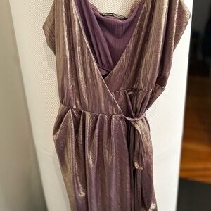 SHEIN One Shoulder Metallic Dress - Purple and Gold